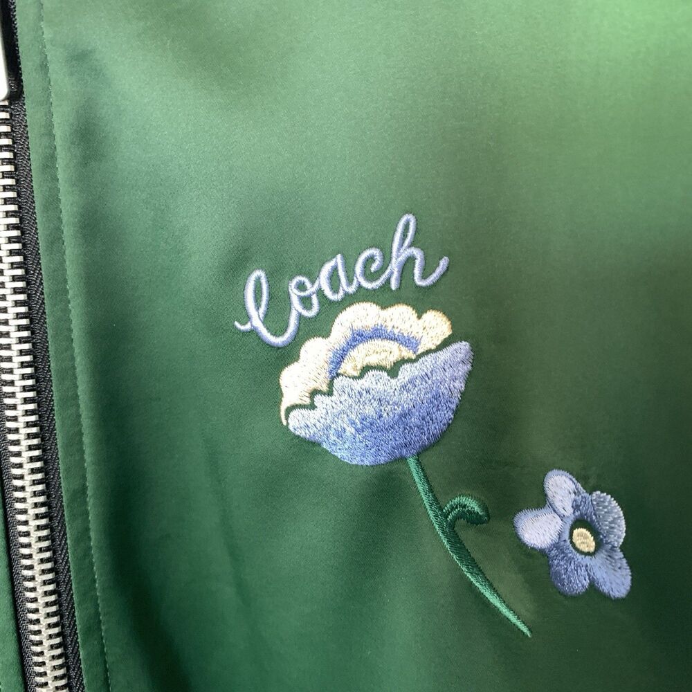 Coach Reversible Souvenir Bomber Jacket Green Floral Signature C Large - Picture 9 of 16